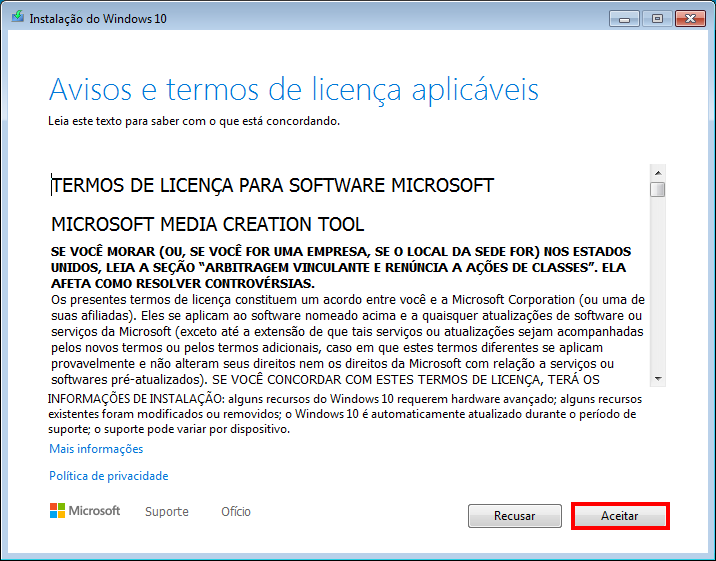 Instalação do Windows 10